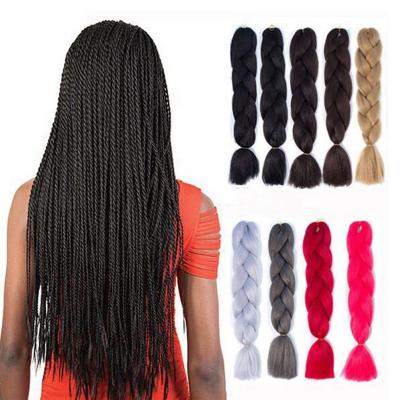 China Wholesale 24inch 100g High Temperature Fiber Synthetic Braiding Elephant Hair Bulk Pre Stretched Braiding Hair Extension for sale