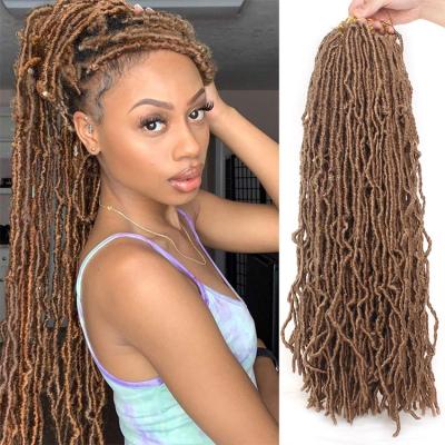 China Synthetic Hair 18 Inch New Faux Locs Crochet Hair Soft Curly New Locs Crochet Hair Pre Looped Synthetic NU Goddess Locs Braiding Hair for sale