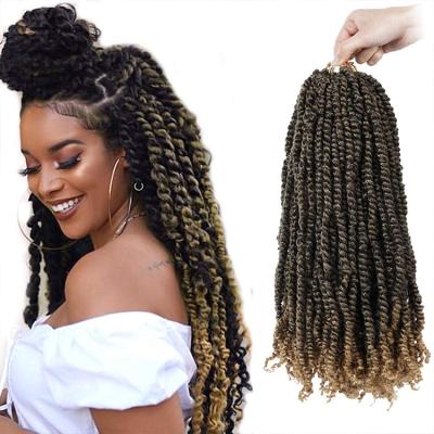 China Wholesale Cheap High Quality 100% Low Temperature 100% Passion Pre Twist Kenya Fiber Crochet Curly Pre Twisted Extension Water Wave Hair Passion Braiding Hair for sale