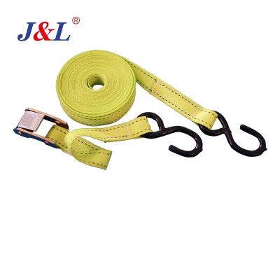 China Making Cargo Strap Lashing Juli Heavy Duty Ratchet Link Down Strap With S Hook Size 1 Inch Ratchet Straps Used For Car for sale