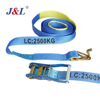 China Netting cargo lashing belt juli 35mm 10mm ratchet straps 0.8t~10t breaking load for heavy duty cargo truck transportation for sale