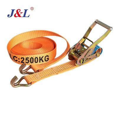 China Doing cargo lashing strap juli ratchet ergo tie down 2 inch 5000 kg tie down strap with ergo ratchet end with double j-hook Te koop