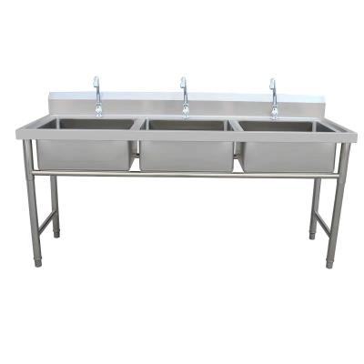 China With Faucet Commercial Kitchen Sink 3 Compartment Sink Stainless Steel Sink for sale