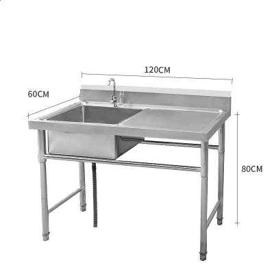 China With Faucet Hot Sales Europe Style Stainless Steel Restaurant Sink Table Left Bowl Just With Drain Panel for sale