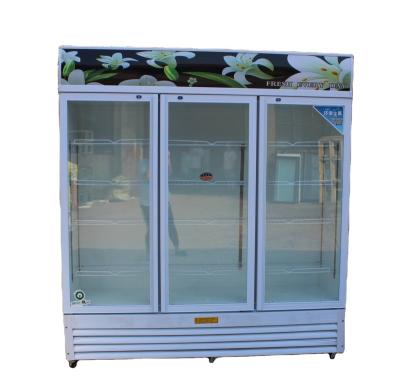 China Fashionable Commercial Glass Double Door Beverage Fridge Supermarket Grocery Energy Drink Bottle Cooler Display Fridge for sale