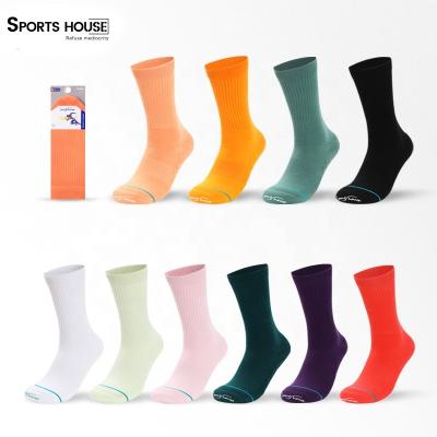 China Breathable Unisex Elastic Colorful Casual Sports Trendy Socks Anti Slip Athletic Custom logo Non-slip Dots Crew Skateboard Happy Socks for sale