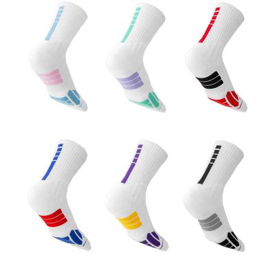 China Breathable Professional Partition block Men Compression Team Sports Thick Basketball Socks Unisex Knitted Elite Basketball Socks with Logo for sale