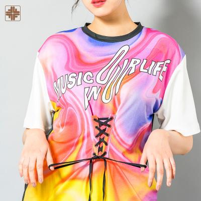 China OEM 2022 HOT Breathable ODM Rainbow Colorful Printing Chest Ruffled T-shirt Custom T-shirt for sale