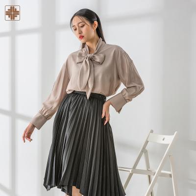 China 2022 OEM Breathable ODM Womens Wide Leg Shirt With Bow Tie Shirts For Women for sale