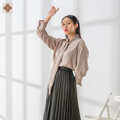 China 2022 OEM Breathable ODM Women's Wide Leg Shirt With Bow Tie Women's Blouses And Shirts for sale