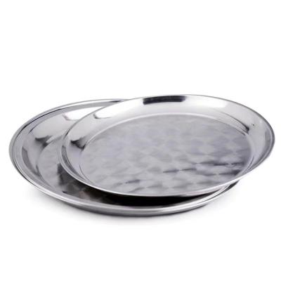 China Sustainable Wholesale Big Size Food Tray Stainless Steel Round Tray Cheap Dinner plate for sale