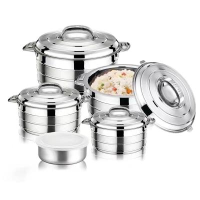 China Sustainable 3/4/5pcs stainless steel Insulated Food Warmer Casserole Heat preservation hot pot Casserole set for sale