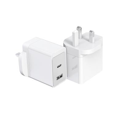 China Instant Charging GaN Cube Charger MOBILE PHONE UK Plug For Mackbook 45W USB C & 12W USB A Wall Dual Port Fast Charger For Phone for sale