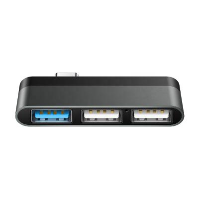 China Mobile Devices .desk Computer Aluminum Alloy Type C to 2USB 3.0 USB 2.0 Ports Multiport Usb Hub Usb C Hub For Pro Mini Type C Hub Adapter ipad for sale