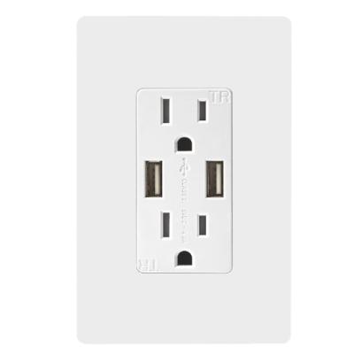 China USA/Canada American 15A TR Plug USB Recepatcle USB Charger Residential/General Purpose Wall Outlet, 4.8A USB Output for sale