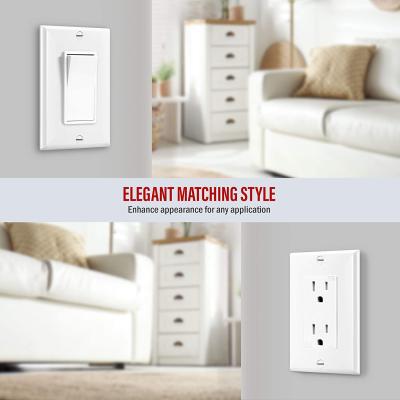 China Residential/General Purpose Type Device Wallplate, Standard Size, American USA 1-Gang 1-Gang Decora/GFI/Switch/PC Receptacle/GFCI Hardware, White for sale