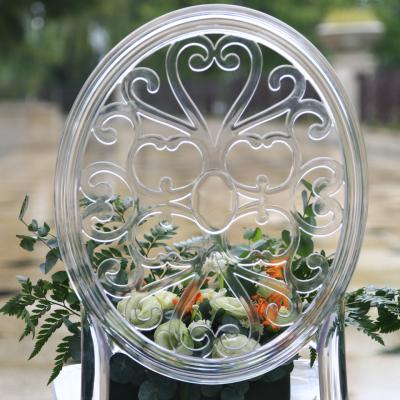 China Traditional Event Clear Oval Flower Back Feast Chairs For Wedding And Birthday Party for sale