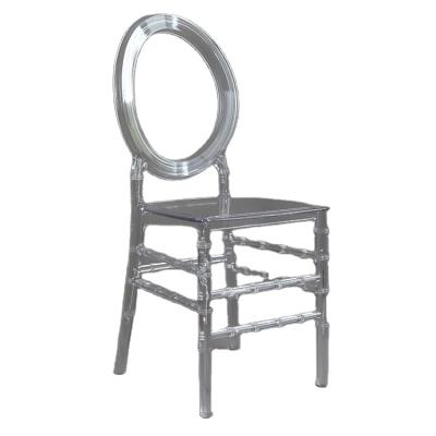 China Transparent Clear Color Plastic Resin Crystal PC Stackable Around Chiavari Back Chair for sale