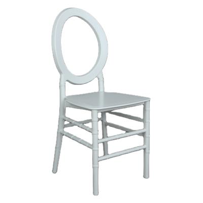 China Stackable White Plastic PP Event Wedding Dining Round Back Chiavari Chair for sale