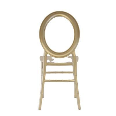 China Stackable O Back Round New Oval Back Gold Resin Chair For Event for sale