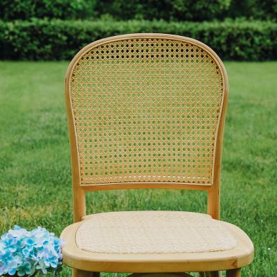 China Modern Hot Sale Stackable Rattan Back Chair Wedding Wooden Cross Back Chair for sale