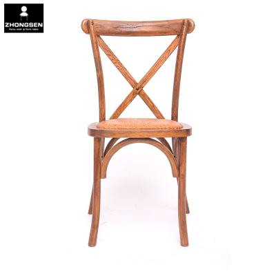 China Solid Wood Hot Selling Banquet Hotel Stacking Cross Back Chair Silla Cross Back for sale