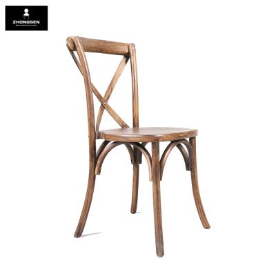 China Stackable Rental Wedding Solid Wood Chair Factory Antique Cross Back Chair for sale