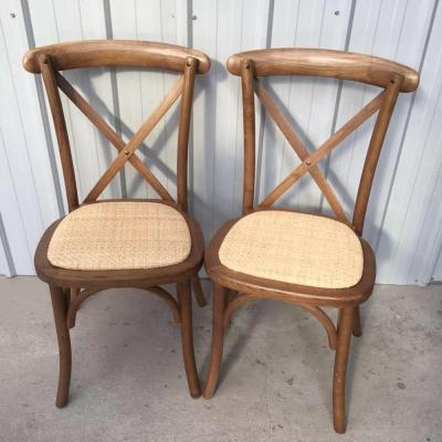 China Hot Sale Adjustable Elm (Others) Rattan Seat Cross Back Wedding Chairs For Rural Wedding Ceremony for sale