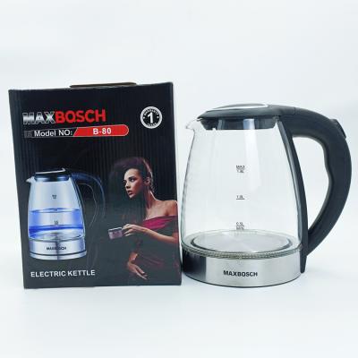 China 360 Degree Base MAXBQSCH 1500W 1.8L Electric Kettle Household Quickly Boil Water Tea Maker Glass Rotate Hotel Gifts for sale