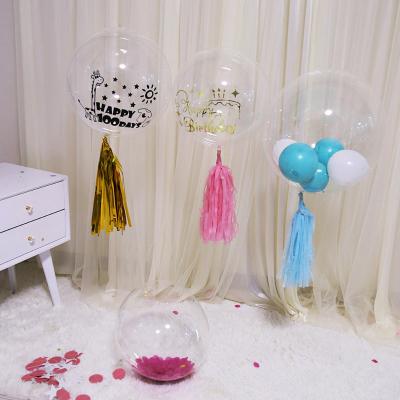 China YUBO Lovely Decoration Colorful Round Bobo Balloon Air Gold Helium Feather Confetti Bobo Balloon for sale