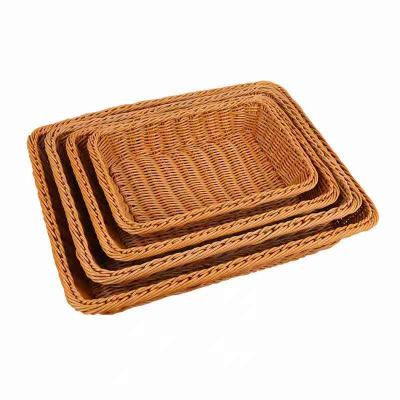 Китай Contemporary Wholesale Hand - Woven Rectangular Plastic Rattan Woven Bread Basket продается