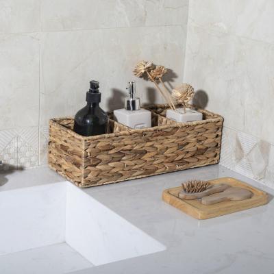 China HBK 3 Intermediate Layer Water Hyacinth Storage Basket Viable Woven Storage Box For Bathroom And Living Room for sale