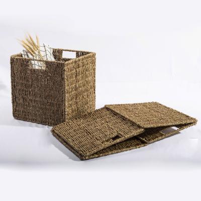 Cina Sustainable Wholesale Hand - Woven Cube Rattan Vegetable Plankton Storage Baskets Square Folding Box For Bedroom And Bathroom in vendita