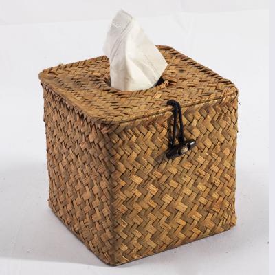 China HBK New Arrival Plant Plankton Handmade Natural Rattan Cloth Box Cover for Office and Bedroom for sale