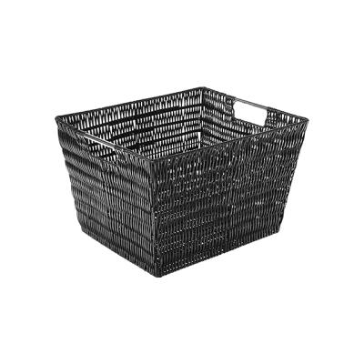 China Large Capacity Stainless Steel Frame Viable High Quality Hand - Woven Plastic Storage Basket Vine Storage Box for sale