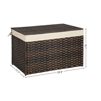 China Sustainable Storage Box with Cotton Lining Storage Basket Storage Rattan Style Trunk with Lid and Handles for Bedroom Closet Laundry Room for sale