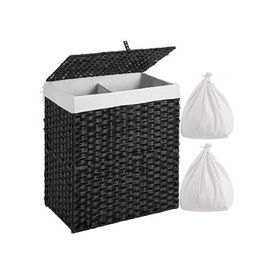 China (90L) Sustainable Removable And Easily Assembled Handwoven Synthetic Rattan Laundry Hamper With Lid And Handle for sale