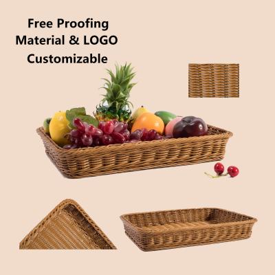 China Sustainable Handmade HBK Brownness Plastic Rattan Basket With Iron Lining for sale