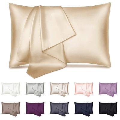 China Custom Viable Both Sides Logo 100% Soft Breathable Pure Silk Pillow Covers Luxury Satin Silk Pillowcase Case For Gift for sale