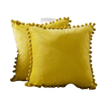 China Cheap Viable Personality Ball Lace Pillow Velvet Solid Color Modern Minimalist Sofa Short Plush Cushion Covers Home Decorative for sale