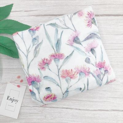 China High Quality Anti-static Floral Gauze Baby Fabric White Muslin Digitally Printed Cotton Muslin Fabric No Moq For Clothing for sale