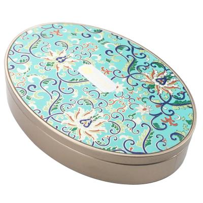 China Materials Recycled Oval Shape Tin Box For Mooncake Tin Box Dispenser for sale