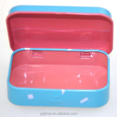 China Codom Box Mini Rectangular Hinged Tin Can for sale