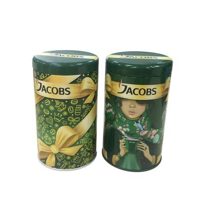 China Cookie Cake Package Green Color Tea Packing Small Round Tin With 2 Pieces for sale