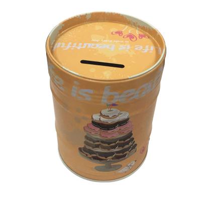 China Recylable Material Home Shaped Tin Money Box With Lock And Key for sale