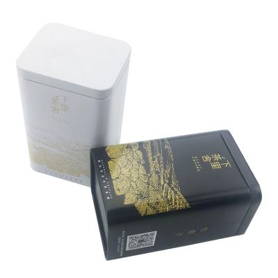 China Food Storage Gift Box Small Rectangle Antique Stock Tea White Tin With Up And Down Lid for sale