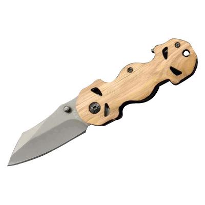 China Non-variable Multi Function Engraving Design Wooden Stainless Steel Folding Knife Individual Pocket for sale