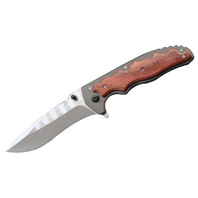 China High Quality Non-variable Lines Big Shank Wood Folding Hunting OEM MOQ1 Wiredrawing Knife for sale