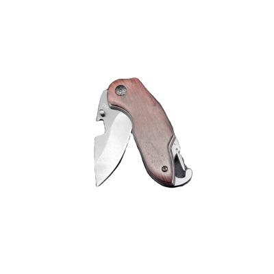 China Non-variable Folding Stainless Wood Outdoor Pocket Shank Blade OEM MOQ1 Mini Key Chain Knife With Bottle Opener for sale