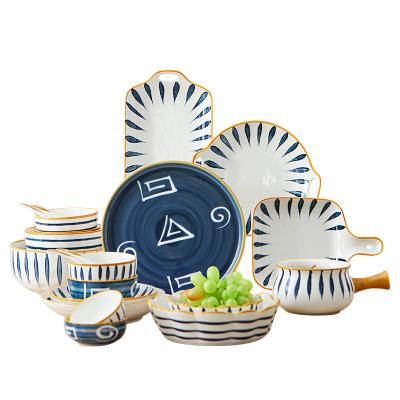 China Hot Sale Disposable Restaurant Hotel Fine Dish Set China Ceramic Dishes Rustic Porcelain Dinnerware Dinnerware Sets for sale